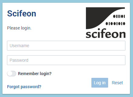 Scifeon login screen Scifeon login screen